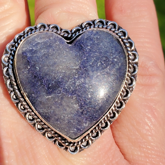 New Heart Shaped Sodalite 925 Silver Statement Ring. - Picture 9 of 16